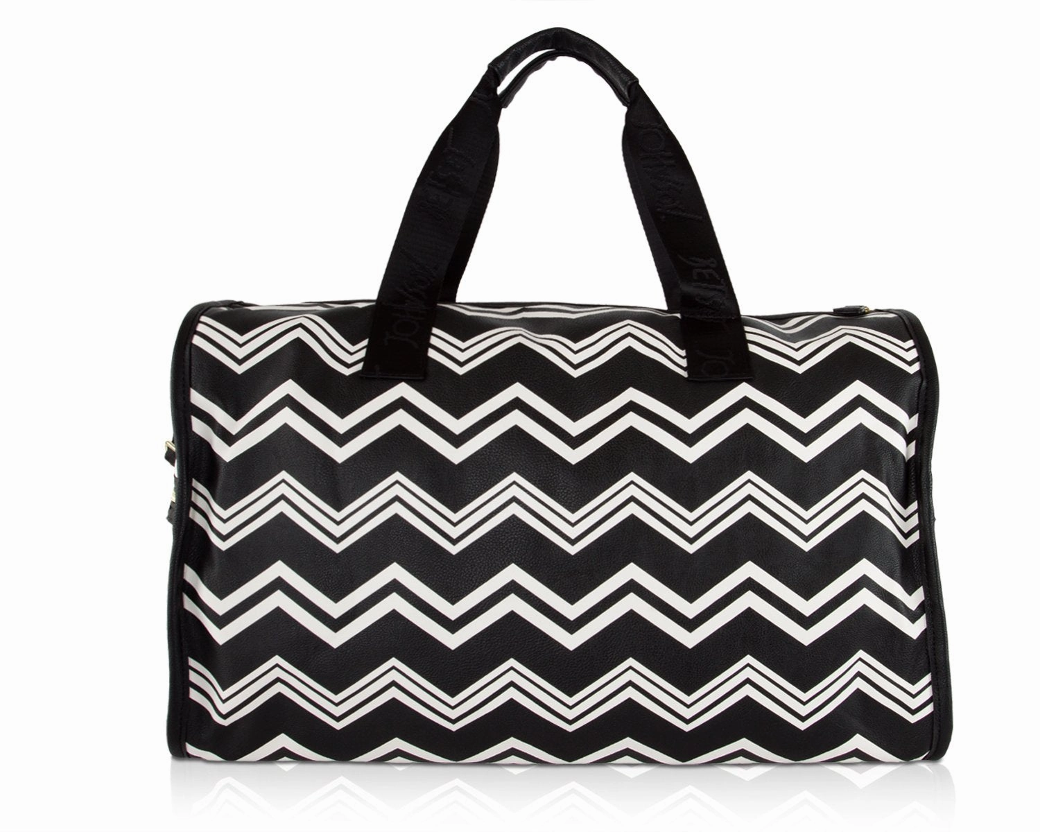 Betsey Johnson Chevron Carry On Weekender Travel Duffel Bag - Black White