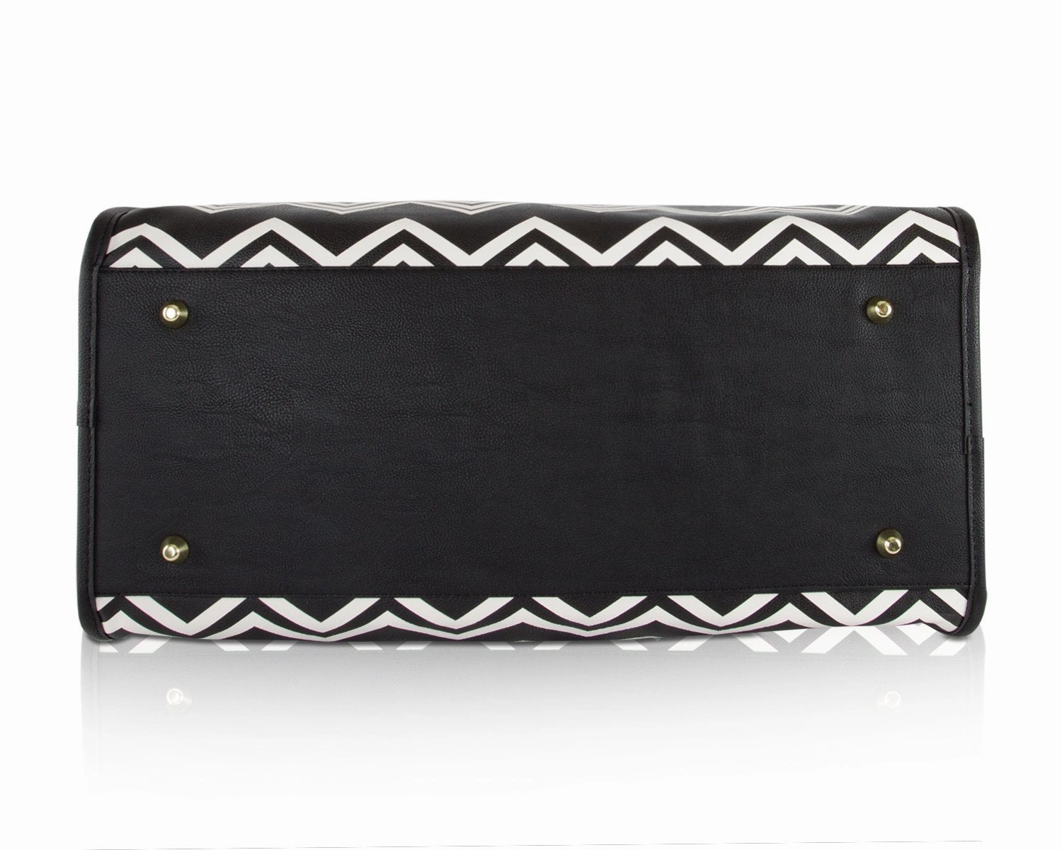 Betsey Johnson Chevron Carry On Weekender Travel Duffel Bag - Black White