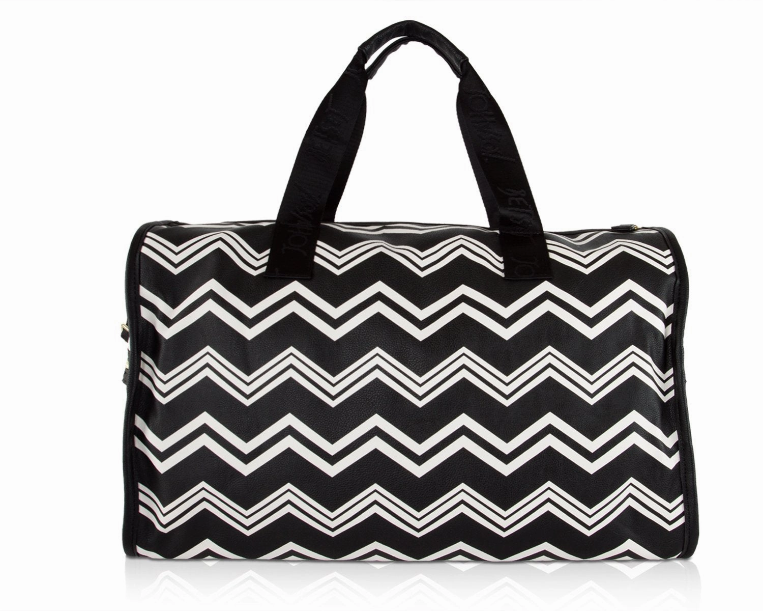 Betsey Johnson Chevron Carry On Weekender Travel Duffel Bag - Black White