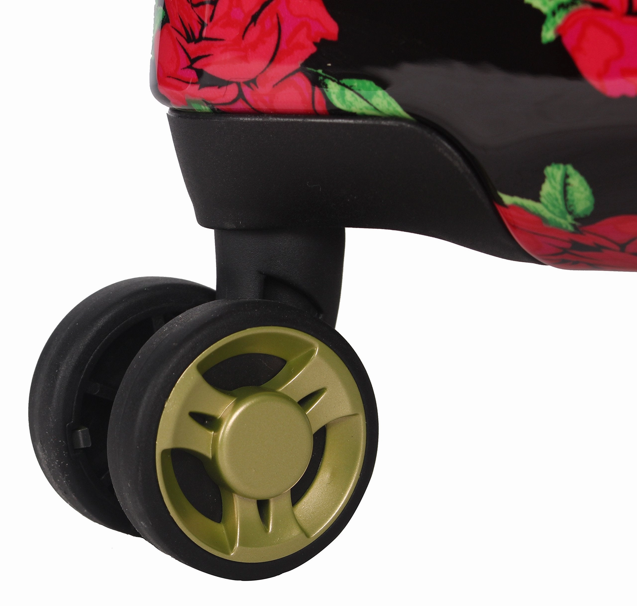 Betsey Johnson Designer Luggage Collection - Expandable 3 Piece Hardside Lightweight Spinner Suitcase Set - Travel Set includes 20-Inch Carry On, 26 inch and 30-Inch Checked Suitcase (Covered Roses)