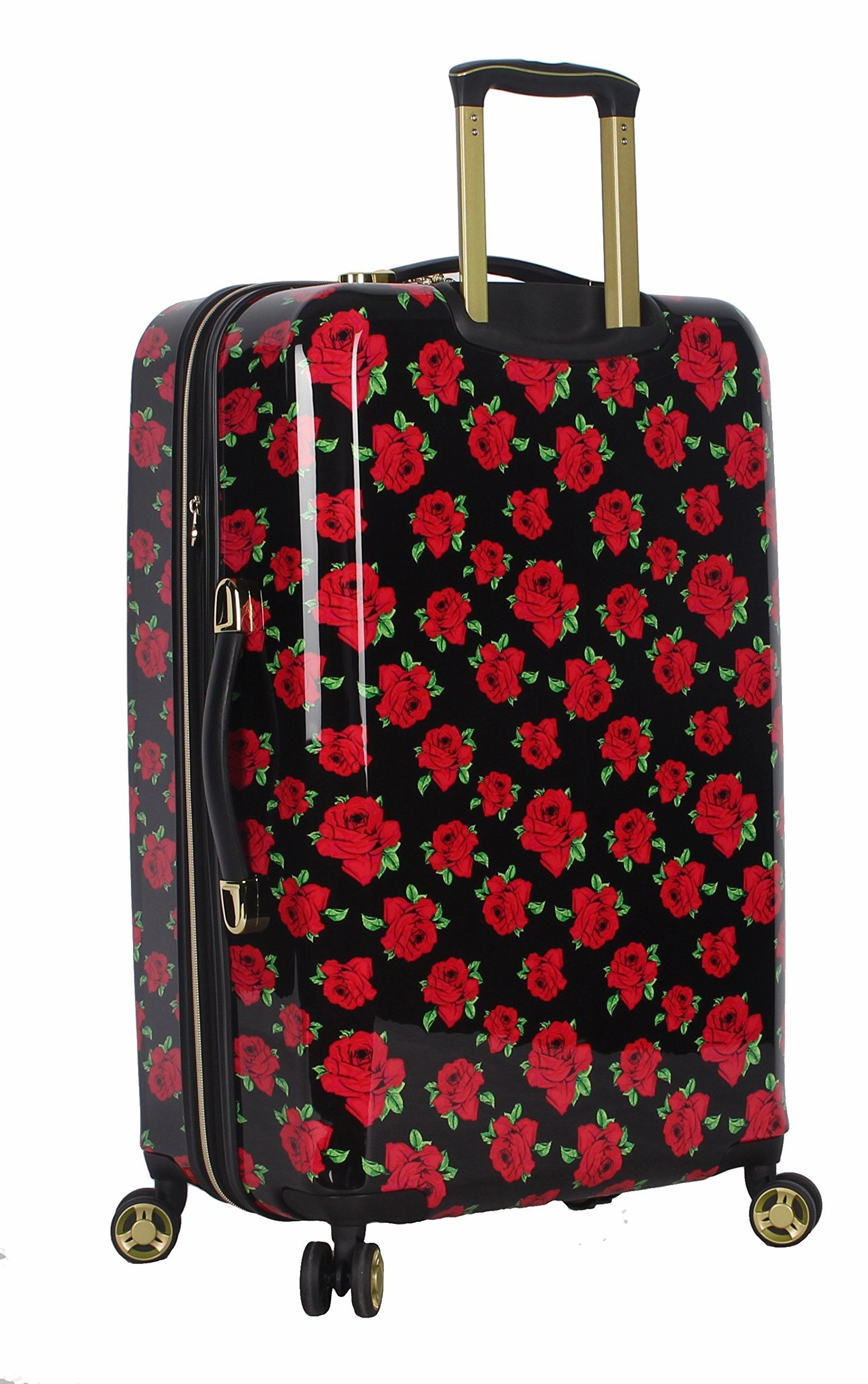 Betsey Johnson Designer Luggage Collection - Expandable 3 Piece Hardside Lightweight Spinner Suitcase Set - Travel Set includes 20-Inch Carry On, 26 inch and 30-Inch Checked Suitcase (Covered Roses)