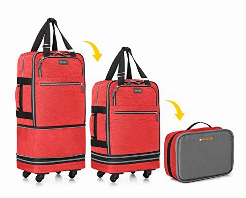 Biaggi Zipsak Boost Carry-On Suitcase - Compact Luggage Expands 22-Inches to 28-Inches - As Seen on Shark Tank - Red