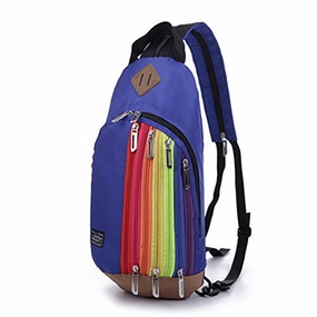 Bibitime Dark Blue Rainbow Style Nylon Outdoor Travel Chest Bag Sling Crossbody Messenger Bags