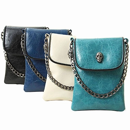 Bibitime Studded Skull Shoulder Bag Gothic Crossbody Purse Chain Phone Bag (5.1"6.2", Black)