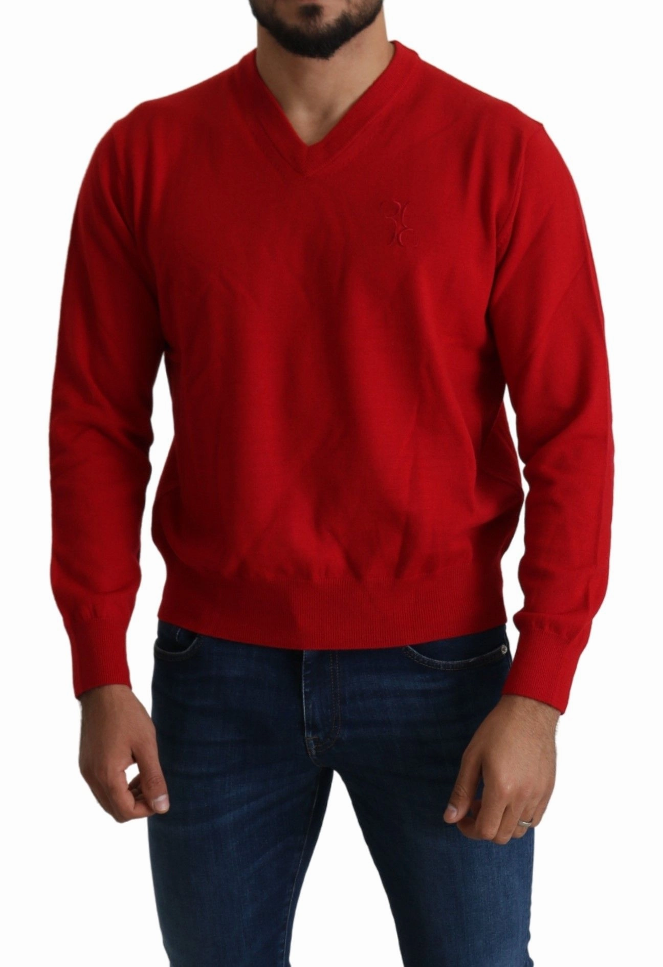 Billionaire Italian Couture  V-neck Wool Sweatshirt Pullover Men's Sweater
