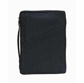 Black Classic 7.5 X 9.5 Inch Leather Bible Cover Case With Handle Medium