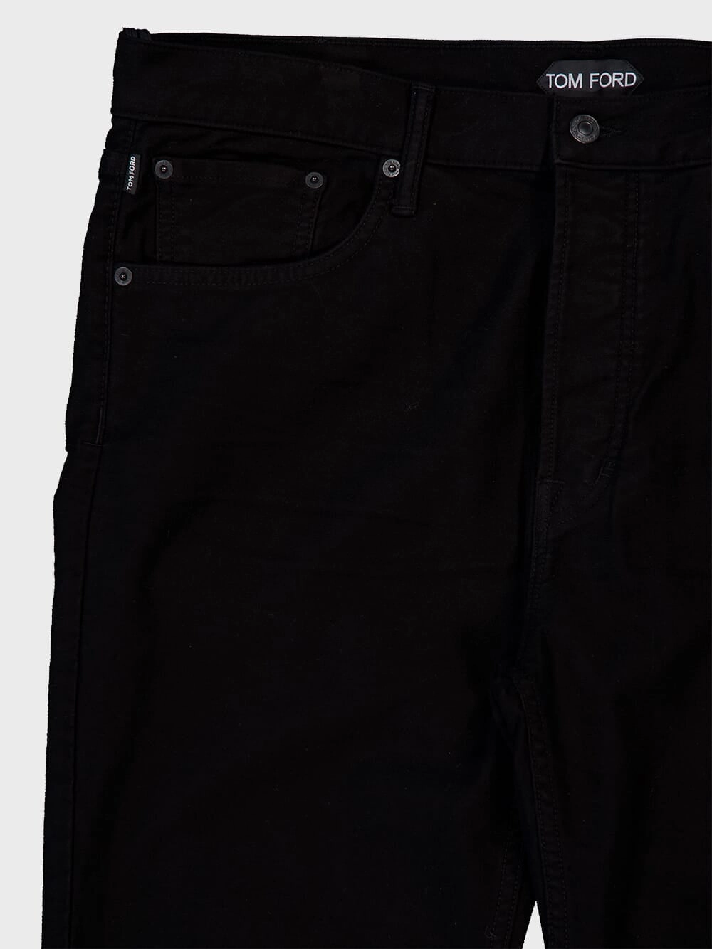 Black Cotton Blend Straight-Leg Jeans