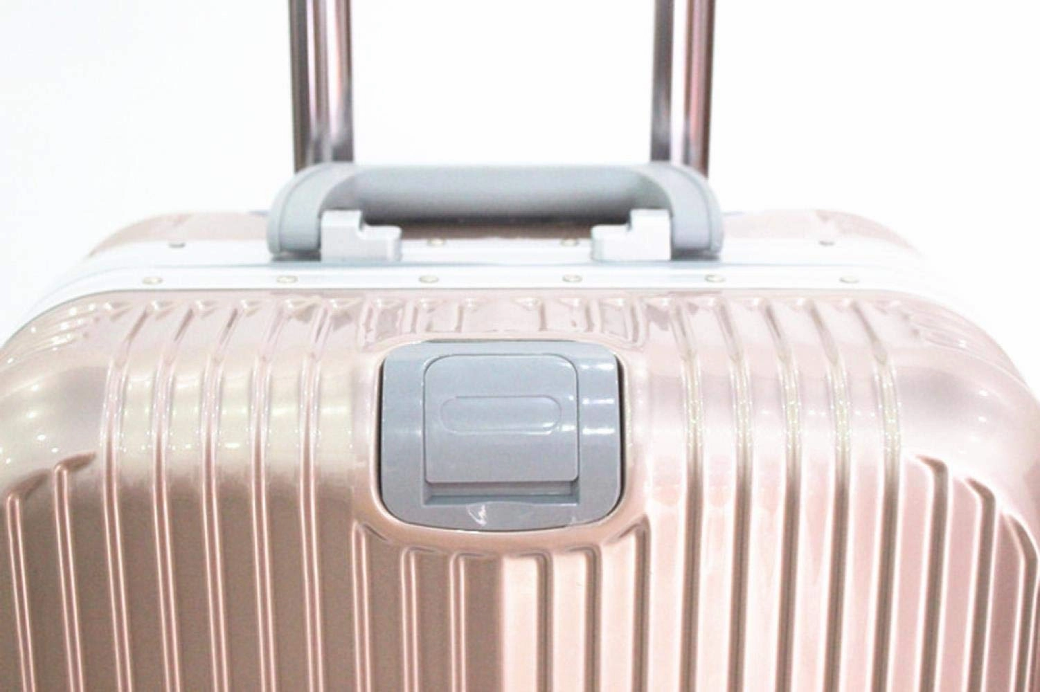 Boarding Suitcase, Wear-Resistant Trolley Case 20 Inch 24 Inch Zipper Suitcase, Checked Suitcase, White, 20"