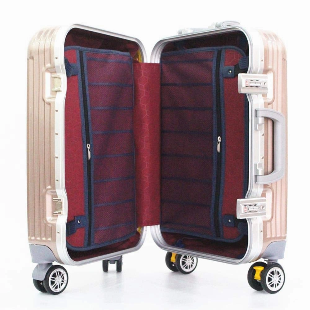 Boarding Suitcase, Wear-Resistant Trolley Case 20 Inch 24 Inch Zipper Suitcase, Checked Suitcase, White, 20"
