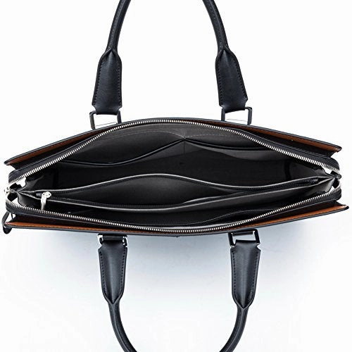 Bostanten Formal Leather Briefcase Shoulder Laptop Business Bag For Men Black