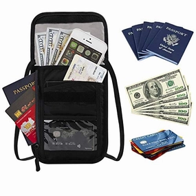 BUBM Unisex Travel Neck Pouch Wallet with RFID Blocking Passport Holder to Keep Your Cash and