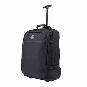 Cabin Max - Quebec Hybrid Rolling Backpack with Wheels - Carry On Luggage 22x14x9 Zip Out Backpack Straps - Perfect for Most Major American Airlines (Black)