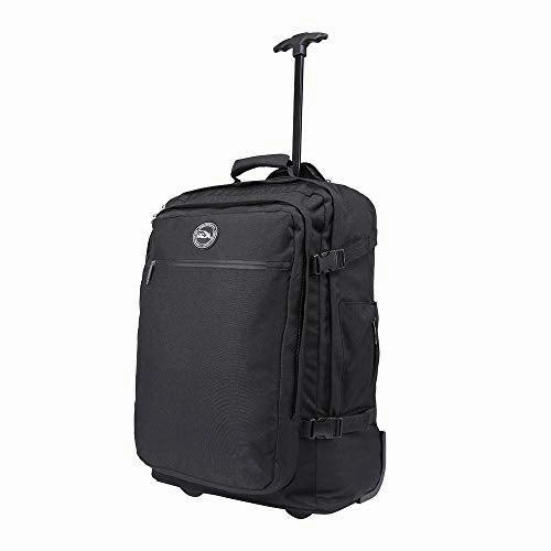 Cabin Max? - Quebec Hybrid Rolling Backpack with Wheels - Carry On Luggage 22x14x9 Zip Out Backpack Straps - Perfect for Most Major American Airlines (Black)