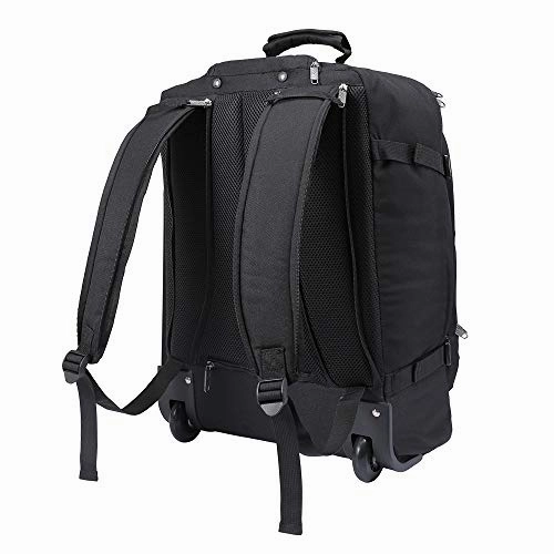 Cabin Max? - Quebec Hybrid Rolling Backpack with Wheels - Carry On Luggage 22x14x9 Zip Out Backpack Straps - Perfect for Most Major American Airlines (Black)