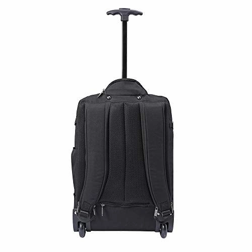 Cabin Max - Quebec Hybrid Rolling Backpack with Wheels - Carry On Luggage 22x14x9 Zip Out Backpack Straps - Perfect for Most Major American Airlines (Black)