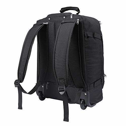 Cabin Max - Quebec Hybrid Rolling Backpack with Wheels - Carry On Luggage 22x14x9 Zip Out Backpack Straps - Perfect for Most Major American Airlines (Black)