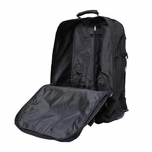 Cabin Max - Quebec Hybrid Rolling Backpack with Wheels - Carry On Luggage 22x14x9 Zip Out Backpack Straps - Perfect for Most Major American Airlines (Black)