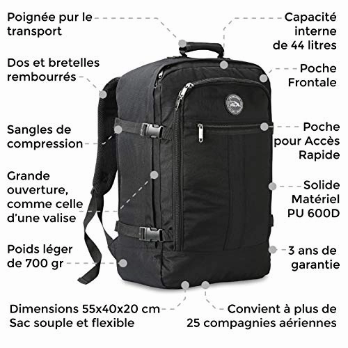 Cabin Max Metz Backpack for Men and Women Flight Approved Carry On Luggage Bag Massive 44 Litre Travel Hand Luggage 22x14x9 - Perfectly Sized for Southwest Airlines and Many More! (Pink Crush)