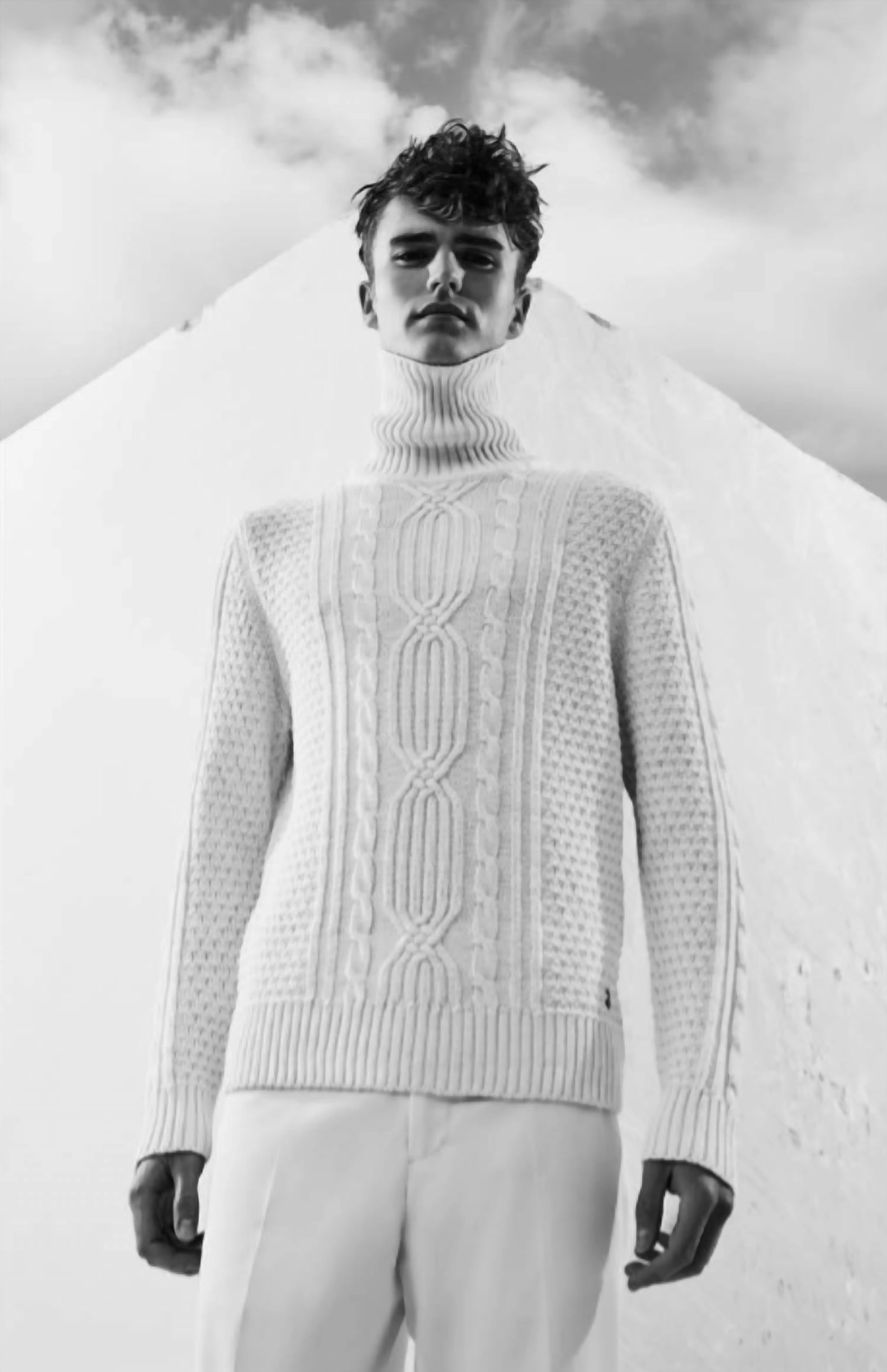 Cable Turtleneck Sweater In Ivory