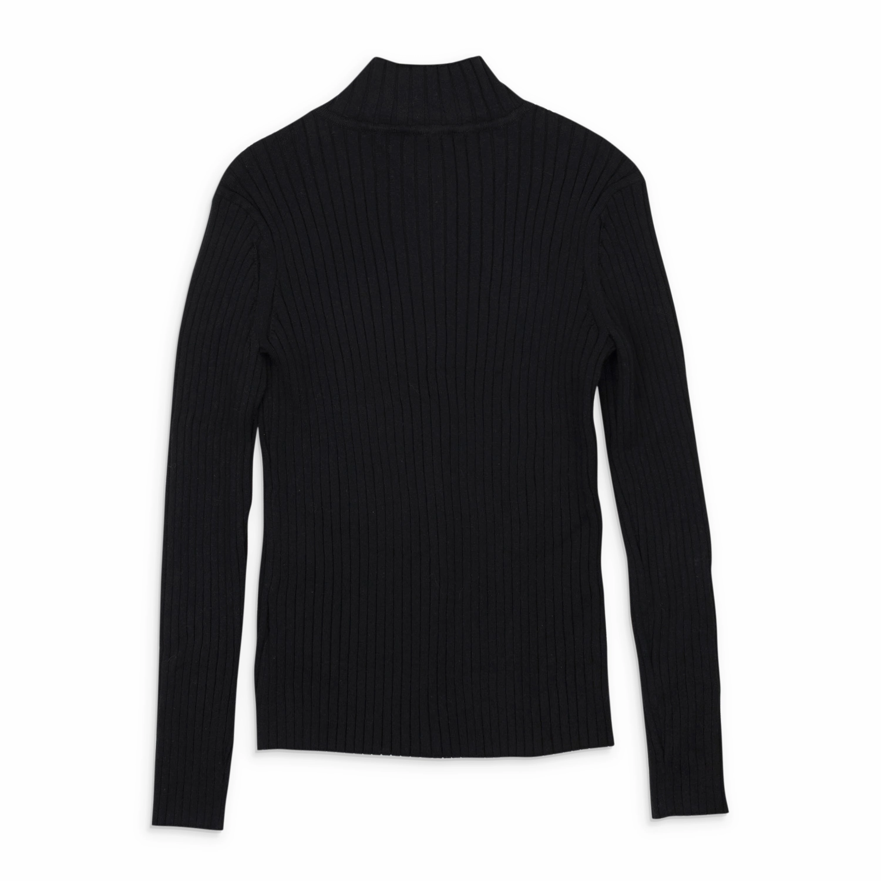 CALLIPYGIAN MOCK NECK BLACK ZIP-UP SHIRT