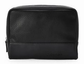 Calvin Klein Men's Dopp Kit Black Zip Travel Shaving Toiletry Case Bag
