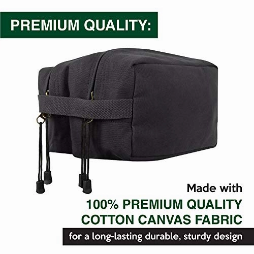 Canvas Dual Compartment Travel Toiletry Bag, Black w/Silver FREE Punisher Tool