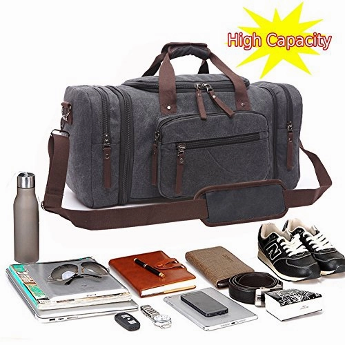 Canvas Duffel Bag, Aidonger Vintage Canvas Weekender Bag Travel Bag Sports Duffel with Shoulder