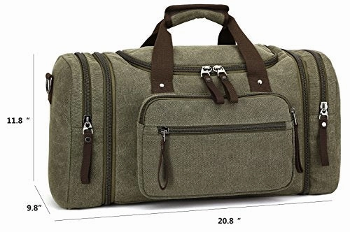 Canvas Duffel Bag, Aidonger Vintage Canvas Weekender Bag Travel Bag Sports Duffel with Shoulder Strap (Army Green)