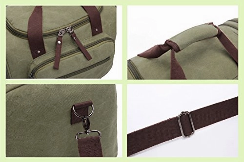 Canvas Duffel Bag, Aidonger Vintage Canvas Weekender Bag Travel Bag Sports Duffel with Shoulder Strap (Army Green)