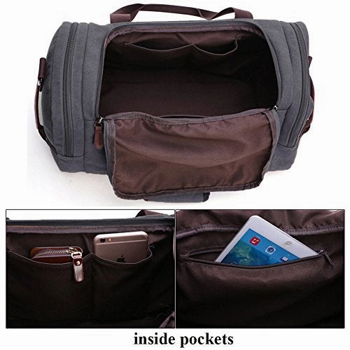 Canvas Duffel Bag, Aidonger Vintage Canvas Weekender Bag Travel Bag Sports Duffel with Shoulder