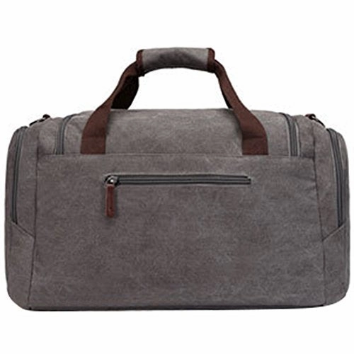 Canvas Duffel Bag, Vintage Canvas Weekender Bag Travel Bag Sports Duffel with Shoulder Strap Gray