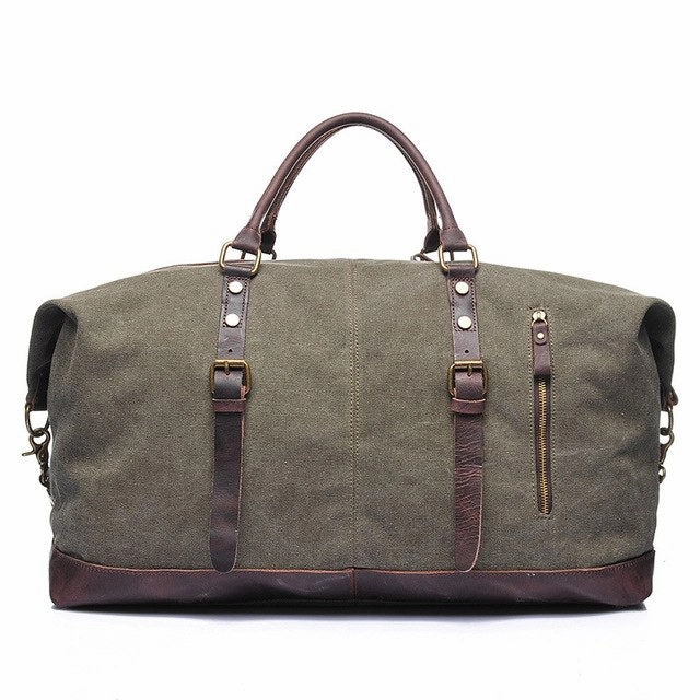 Canvas Leather Men Travel Bags Carry On Luggage Bags Men Duffel Tote Large Capacity Weekend Bag