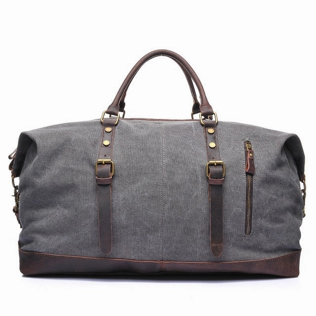 Canvas Leather Men Travel Bags Carry On Luggage Bags Men Duffel Tote Large Capacity Weekend Bag