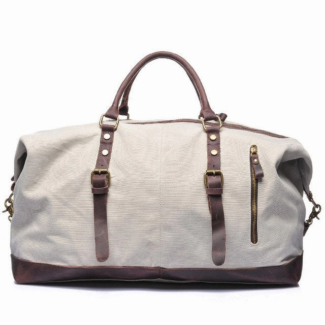 Canvas Leather Men Travel Bags Carry On Luggage Bags Men Duffel Tote Large Capacity Weekend Bag