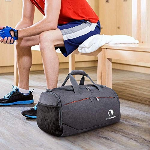 Canway Sports Gym Bag, Travel Duffel bag with Wet Pocket & Shoes Compartmentfor men women, 45L, Lightweight