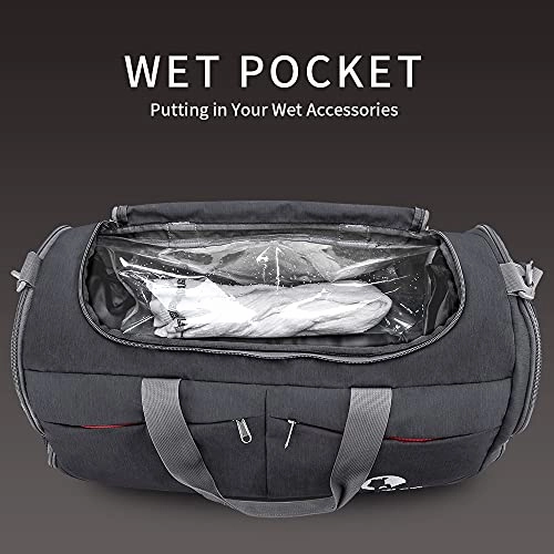 Canway Sports Gym Bag, Travel Duffel bag with Wet Pocket & Shoes Compartmentfor men women, 45L, Lightweight