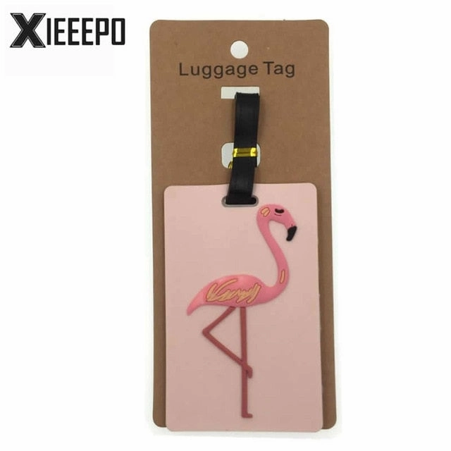 Cartoon Animal Pink Owl Luggage Tag Travel Accessories Silica Gel Suitcase ID Address Holder