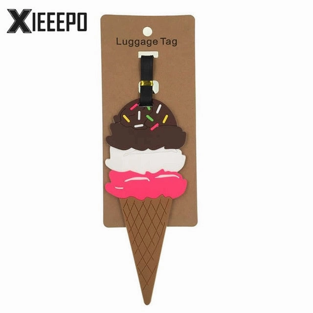 Cartoon Ice Cream Luggage Tag Trave Accessories Silica Gel Suitcase ID Address Holder Baggage