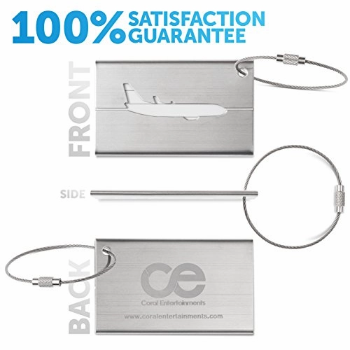 Ce Luggage Tags 3 Units, Stainless Steel. 1-Year Warranty And Bonus Included.