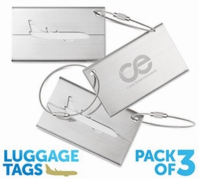 Ce Luggage Tags 3 Units, Stainless Steel. 1-Year Warranty And Bonus Included.