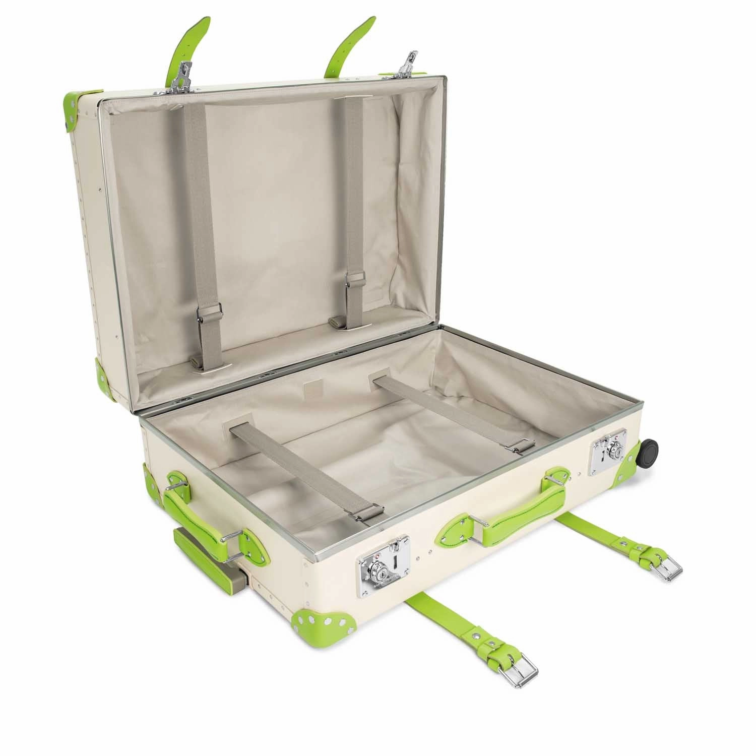 Centenary  Large Check-In - 4 Wheels | Ivory/Parrot Green/Chrome