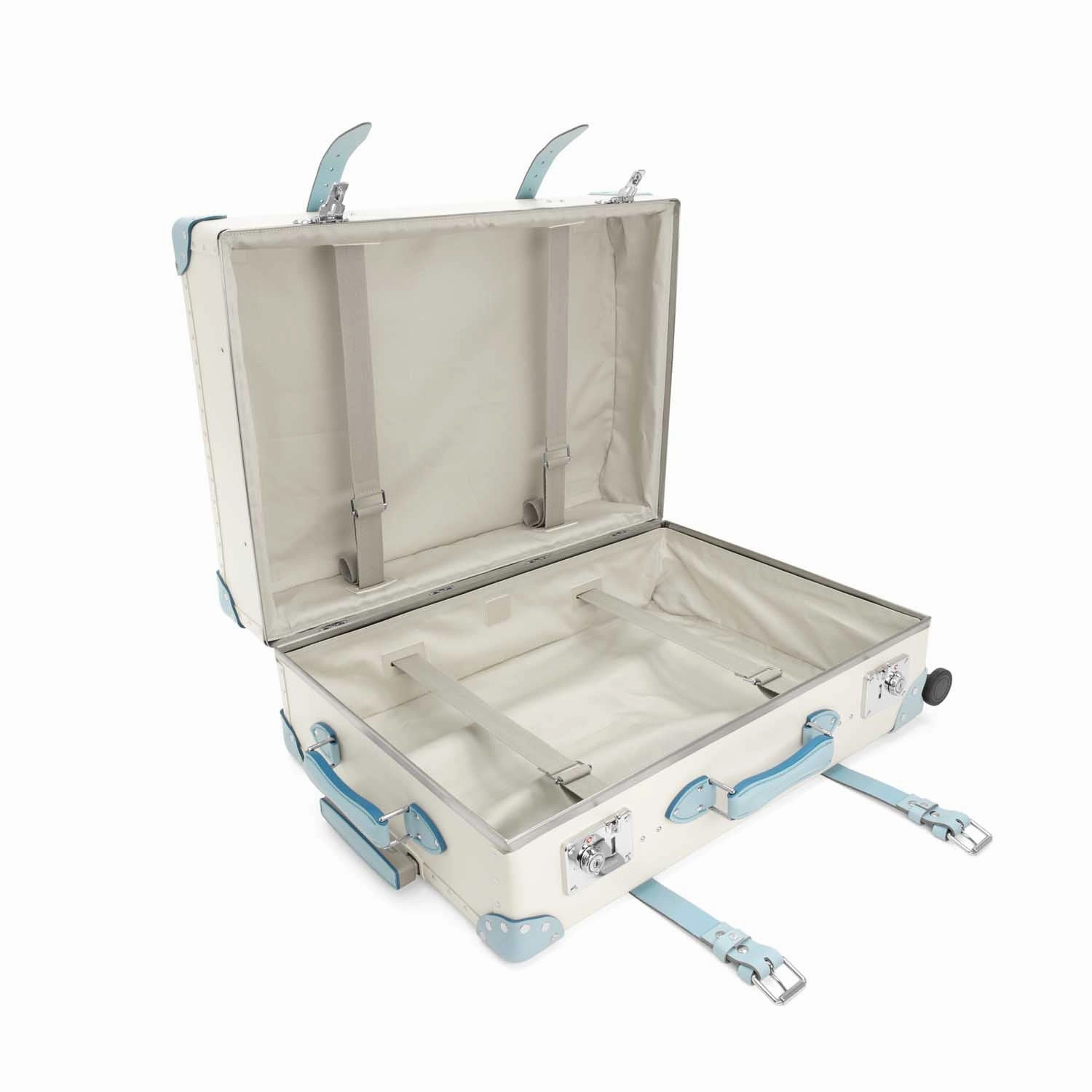 Centenary  Large Check-In - 4 Wheels | Ivory/Pastel Blue/Chrome