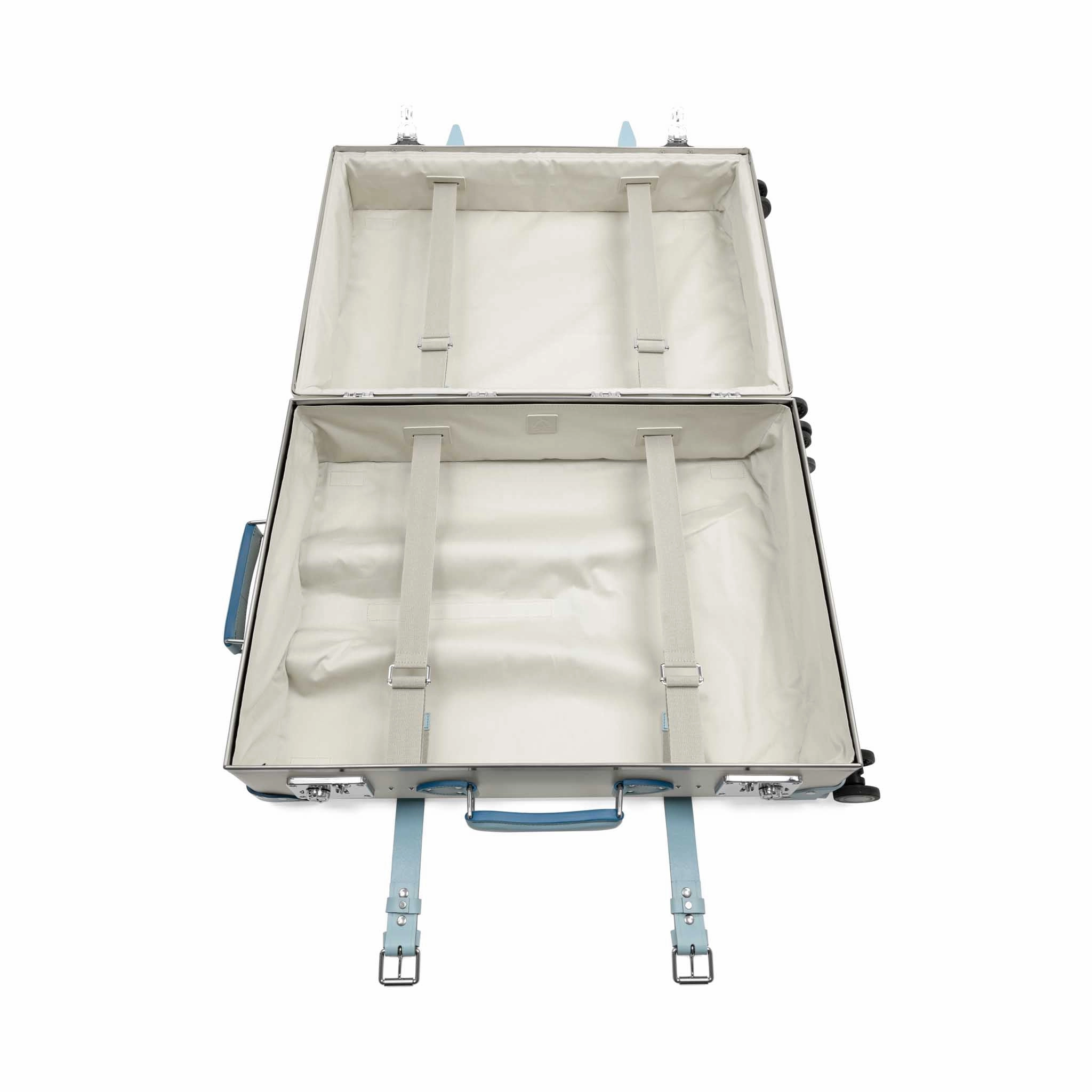 Centenary  Large Check-In - 4 Wheels | Ivory/Pastel Blue/Chrome