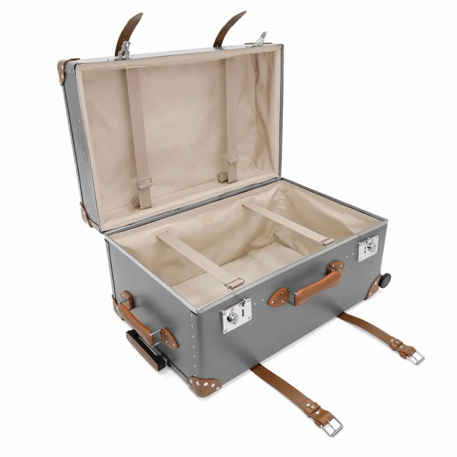 Centenary  XL Trunk - 4 Wheels | Grey/Caramel/Chrome