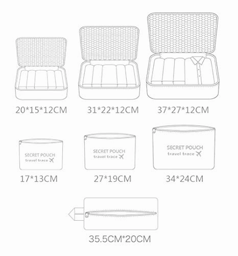 Chalier 7 Set Packing Cubes Multi-functional Clothing Sorting Packages Travel Luggage Organizer with Shoe Bag