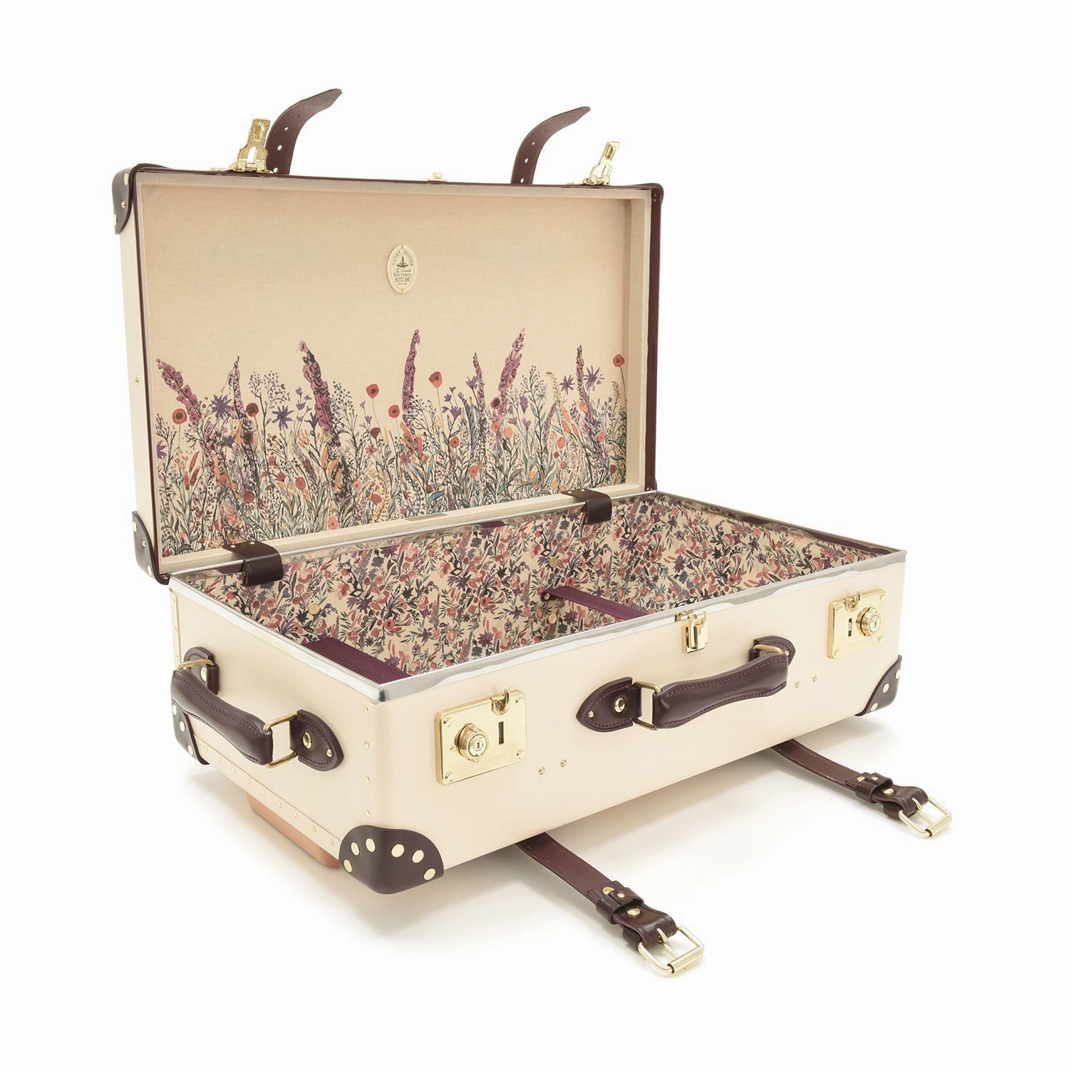 Chelsea Garden  Medium Check-In - 2 Wheels | Ivory/Burgundy/Gold