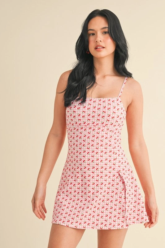 Cherry Print Courtside A-Line Mini Dress