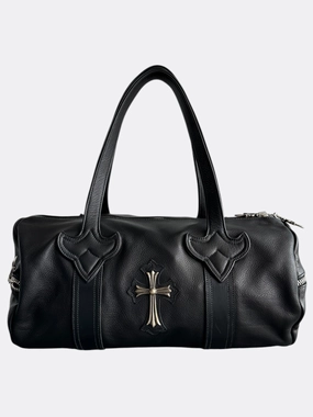 Chrome Hearts Black Leather Cross Patch Duffel Bag