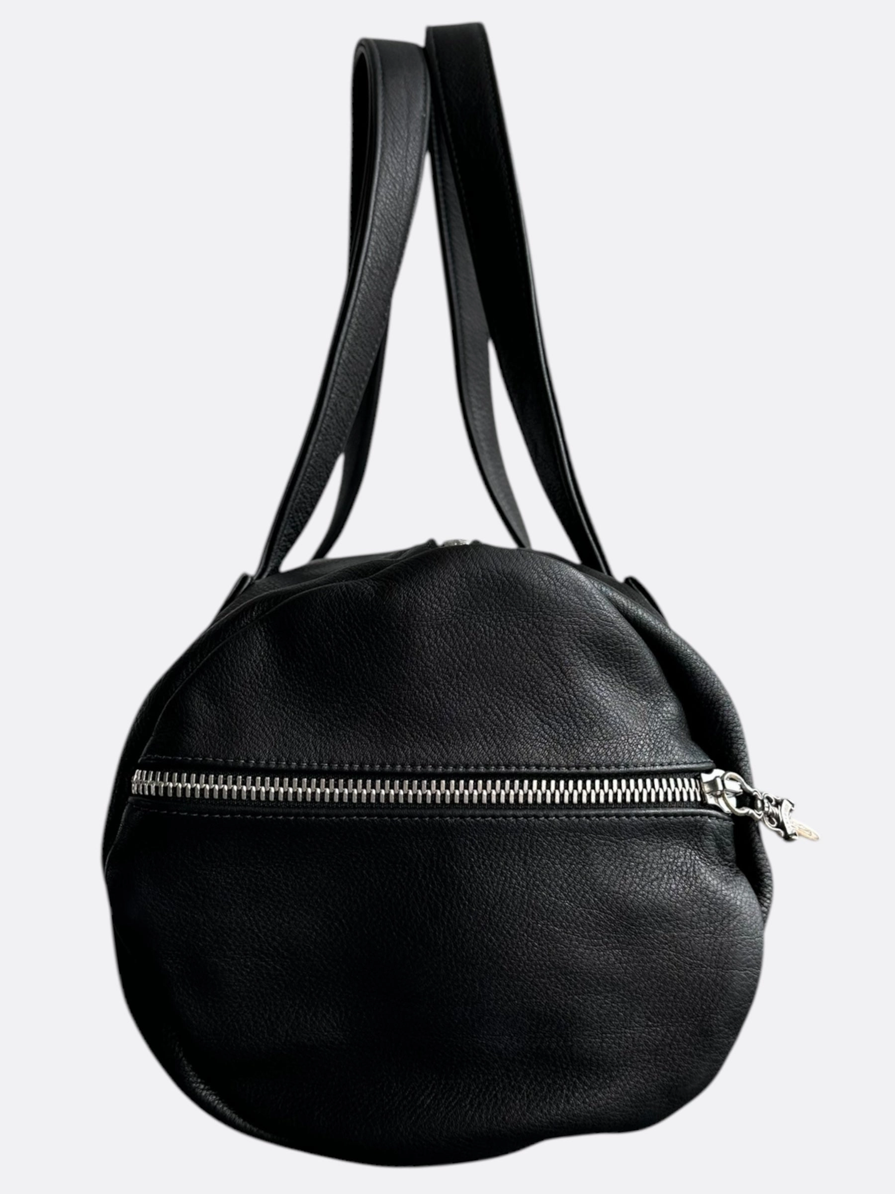 Chrome Hearts Black Leather Cross Patch Duffel Bag