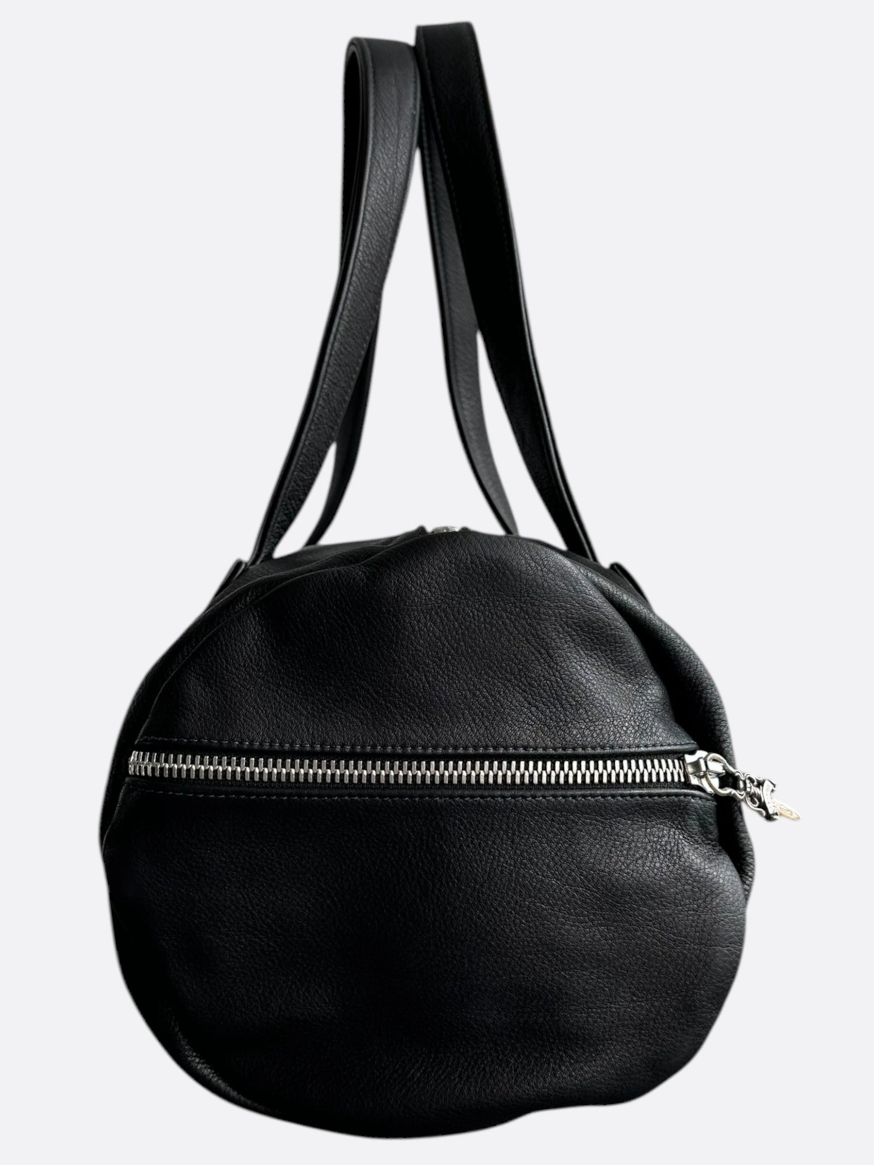 Chrome Hearts Black Leather Cross Patch Duffel Bag